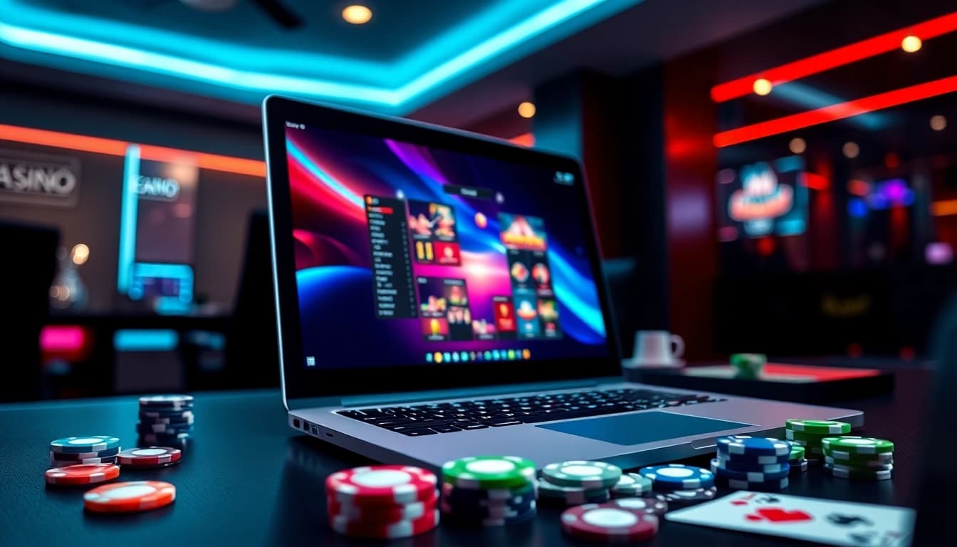Spiele spannende casino online spiele im modernen Gaming-Setup mit leuchtenden Grafiken.