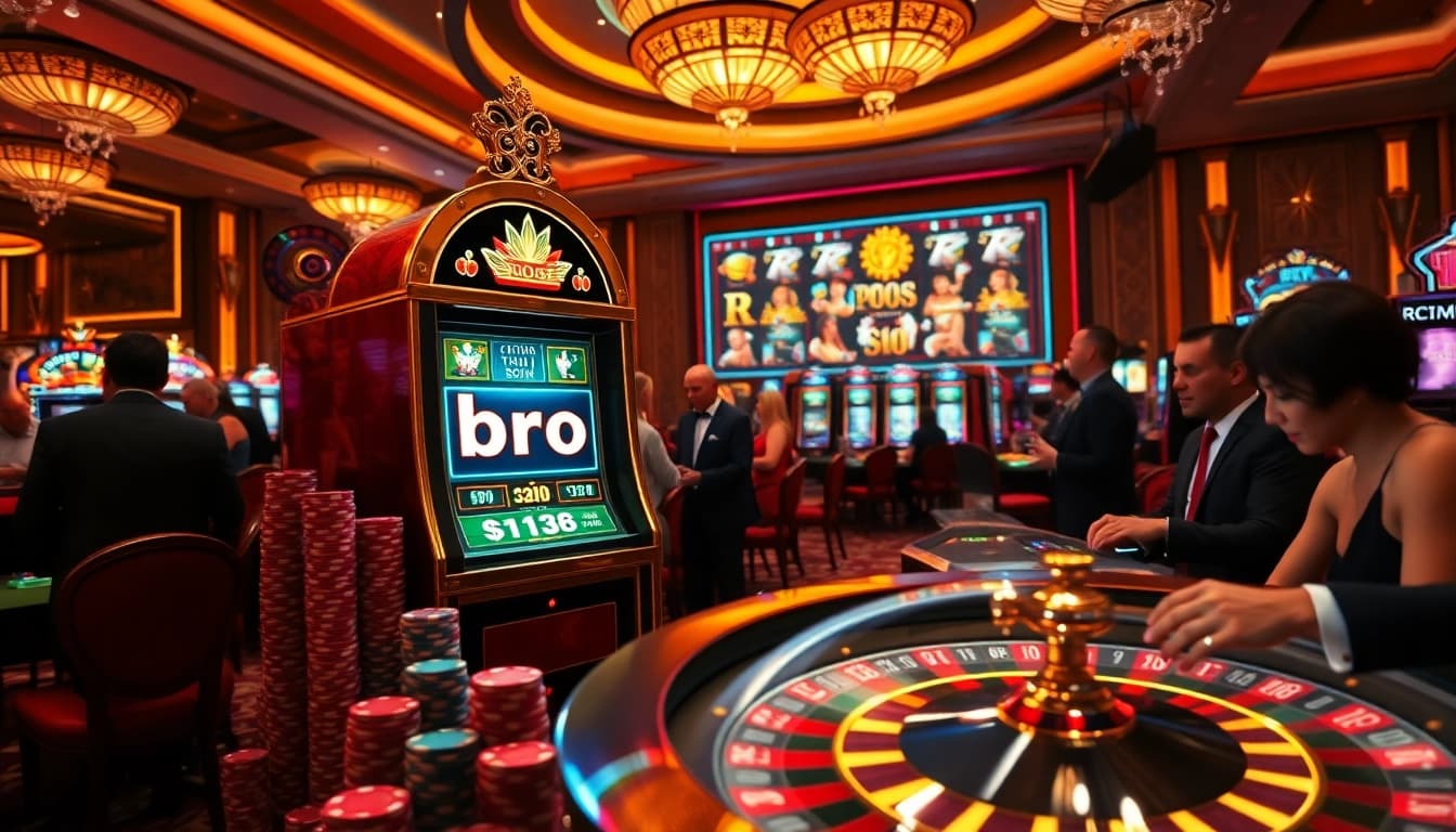 Experience the thrill of bro138 with luxury slot machines and vibrant casino elements.
