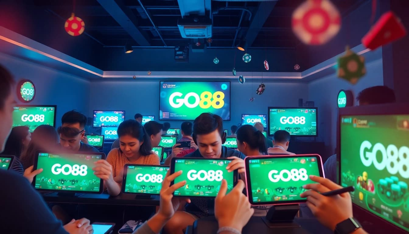 Exciting gaming experience on https://go88.limited with players interacting on various devices.