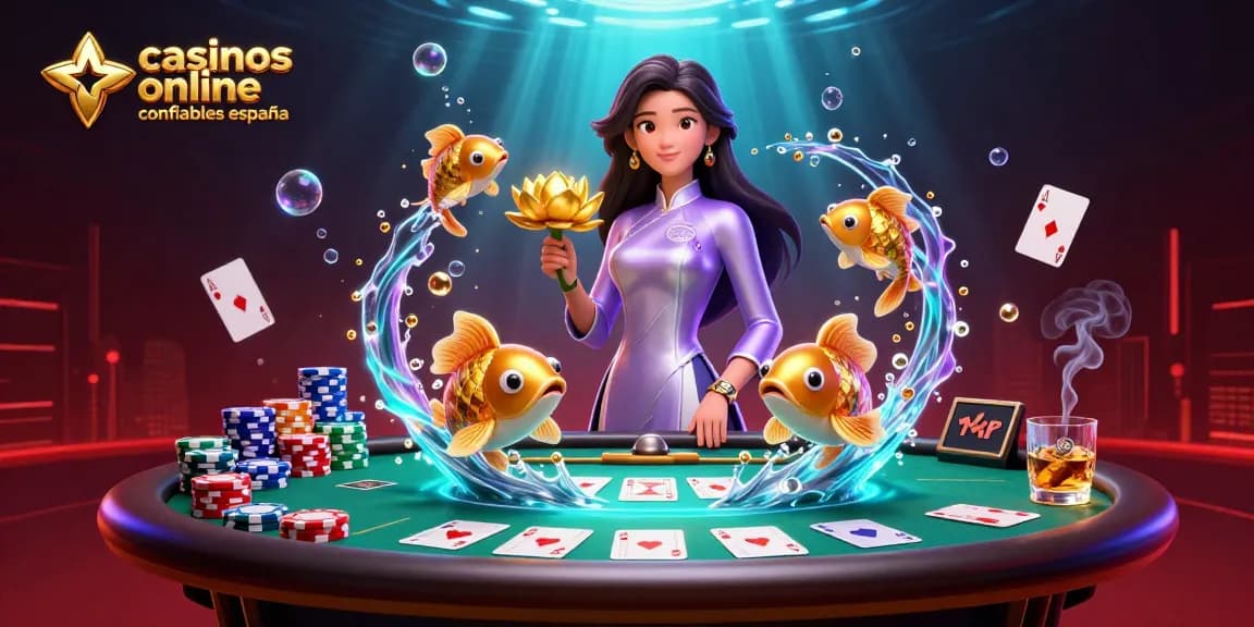 Experience the excitement of casinos online confiables españa with a vibrant 3D scene featuring poker elements and dynamic characters.