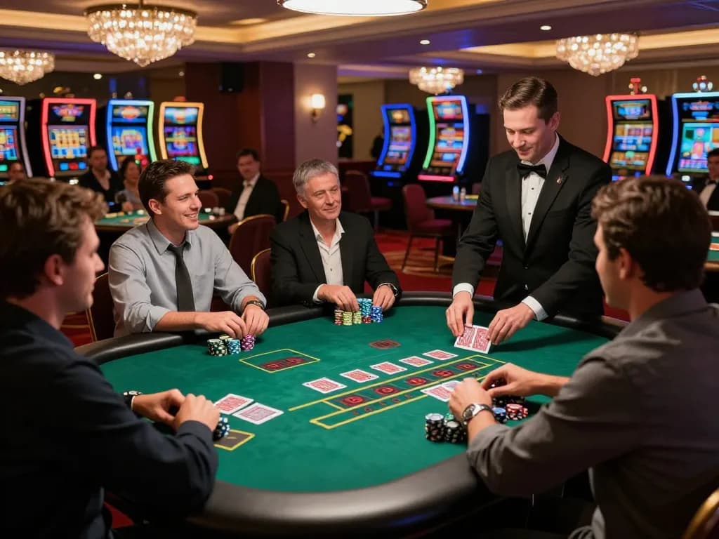 sin88 engaged players in an exciting blackjack game with vibrant casino atmosphere and dynamic gameplay.
