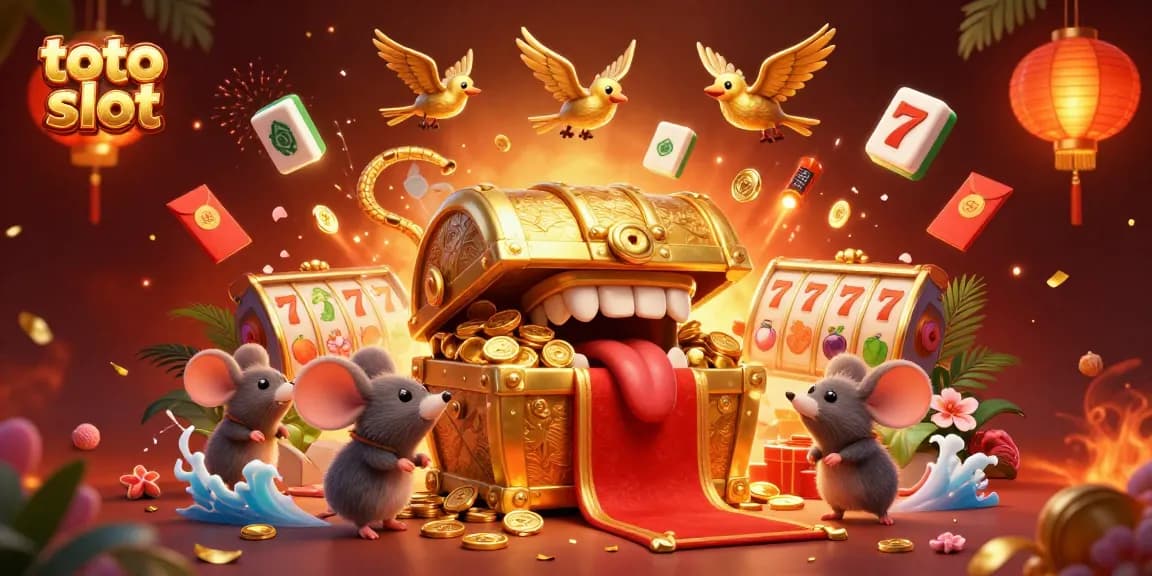 Experience big wins with toto slot in a vibrant, 3D casino scene filled with action.