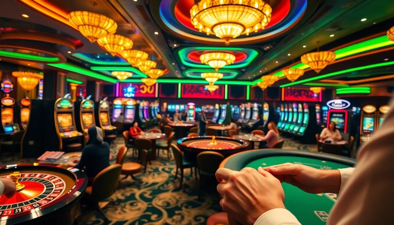 Players engaging in thrilling casino action at MM88, showcasing vibrant games and excitement.