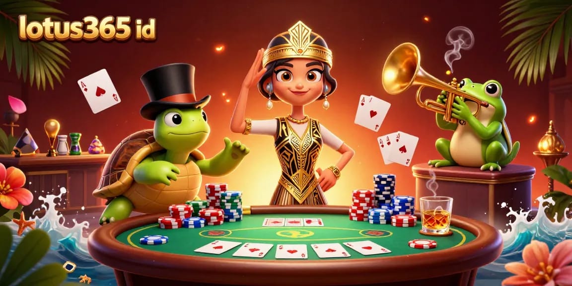 Engage with lotus365 id in a vibrant 3D casino scene filled with poker action and dynamic characters.