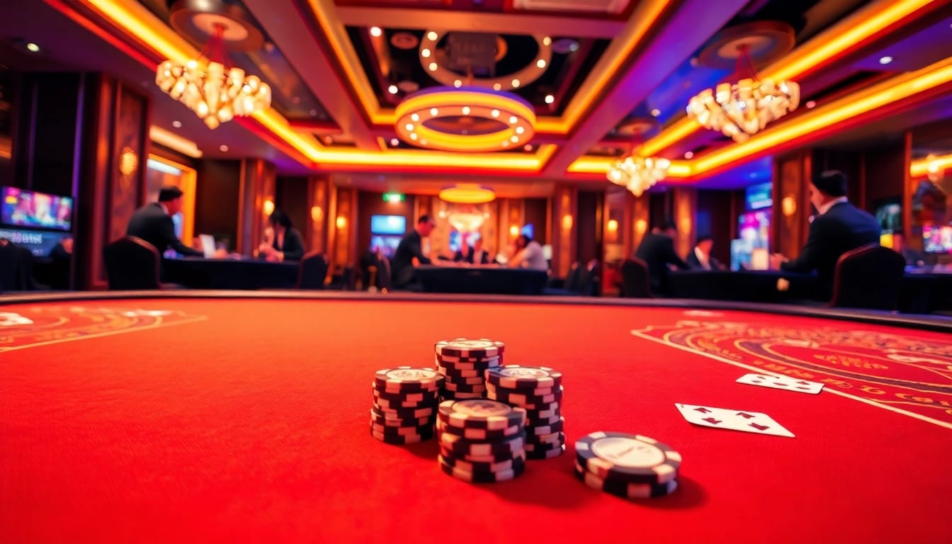 Experience the excitement of live casino Malaysia with vibrant players and elegant gaming tables.