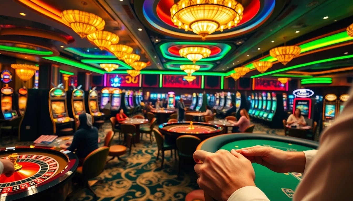 Players engaging in thrilling casino action at MM88, showcasing vibrant games and excitement.