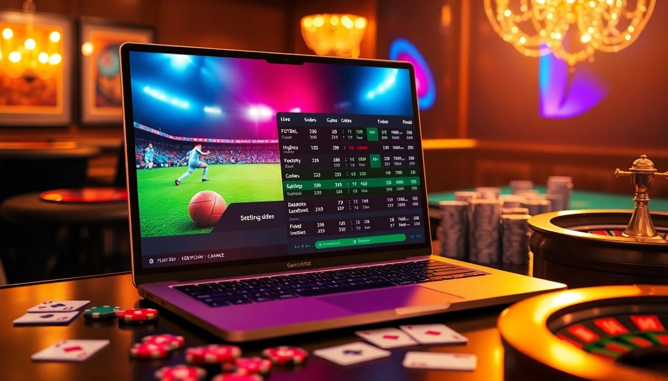 Engaging scene showcasing สมัครแทงบอล with a modern online betting interface and casino elements.