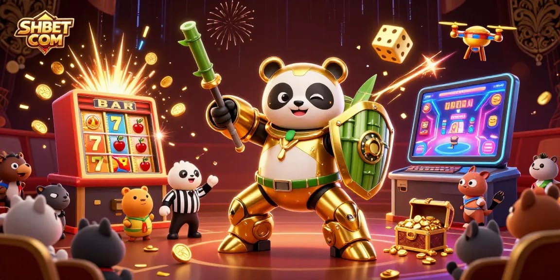Experience thrilling gameplay at SHBET COM with an energetic 3D casino illustration bursting with action.
