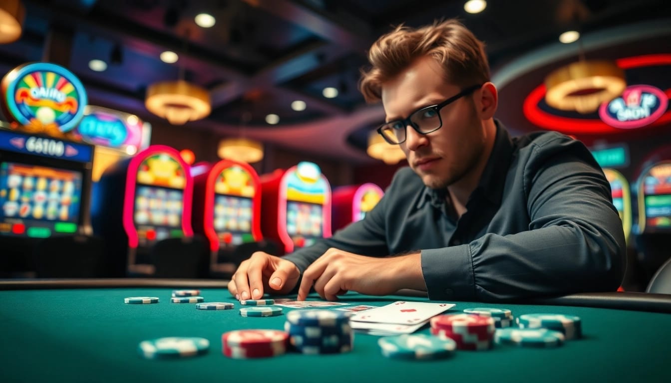 Aksi di meja poker dengan T0812 link dan suasana kasino yang menegangkan. Permainan penuh strategi.