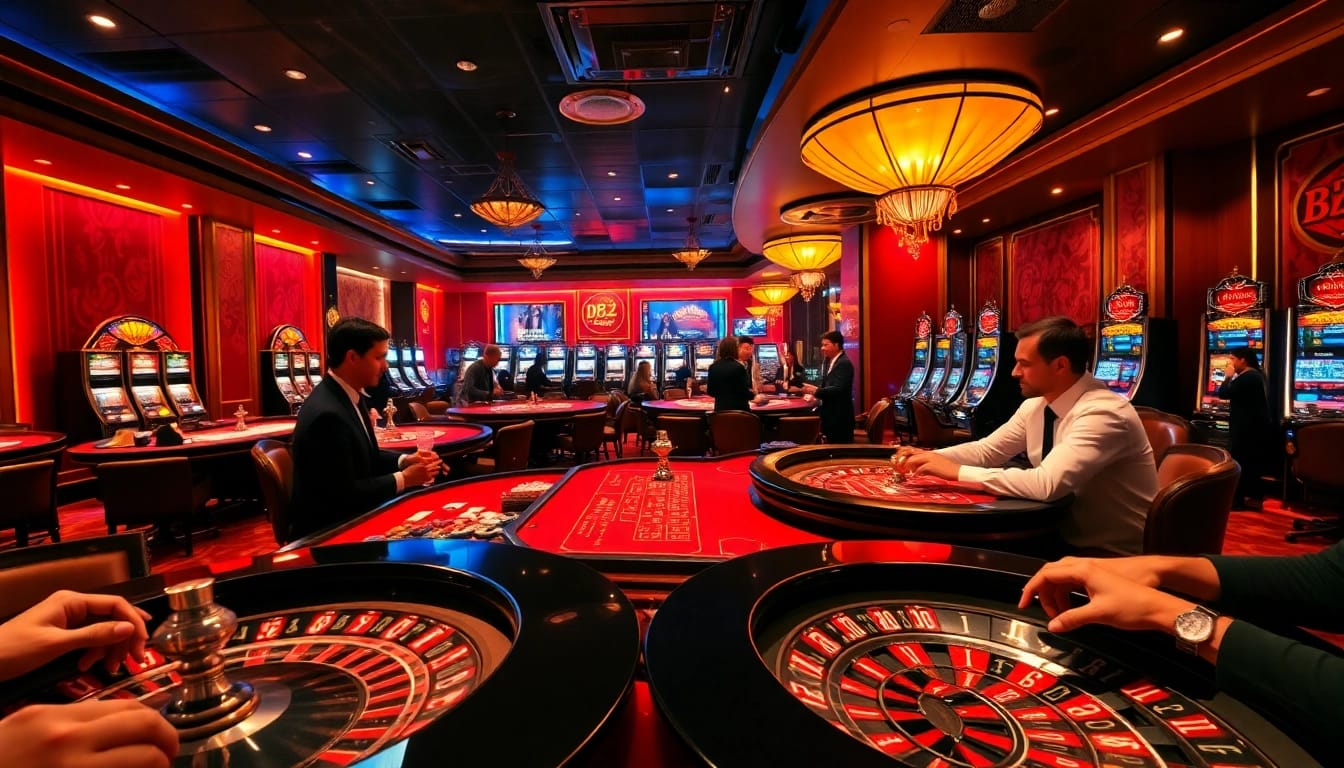 Experience thrilling gameplay at the B52 club casino with vibrant tables and engaged players.