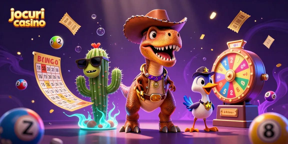 Joacă jocuri casino cu această ilustrație animată captivantă cu personaje 3D.