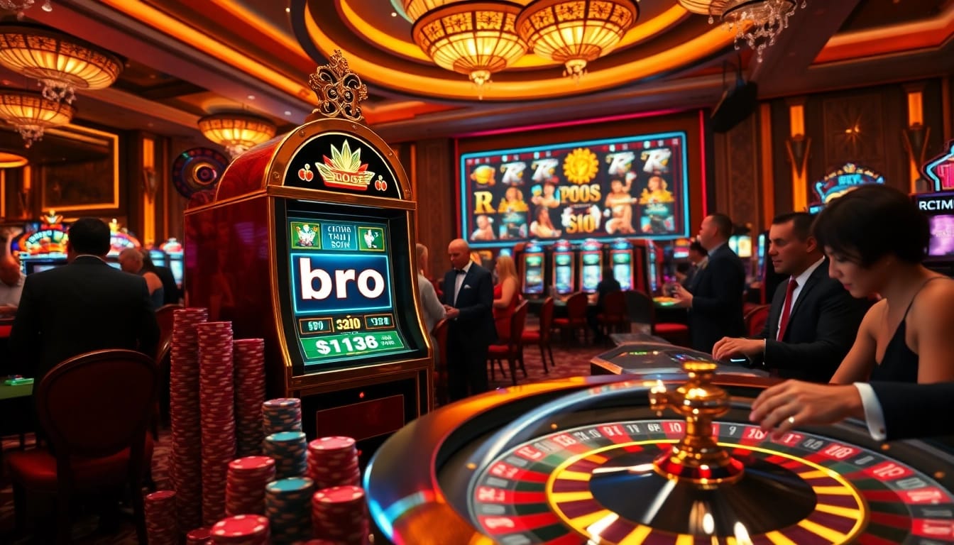 Experience the thrill of bro138 with luxury slot machines and vibrant casino elements.
