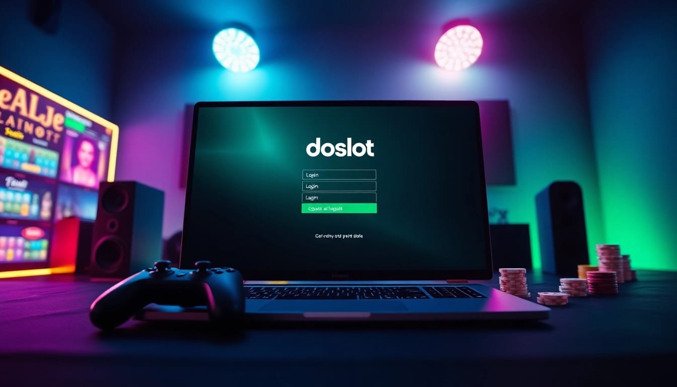 doaslot login interface displayed on a modern gaming setup, inviting atmosphere.
