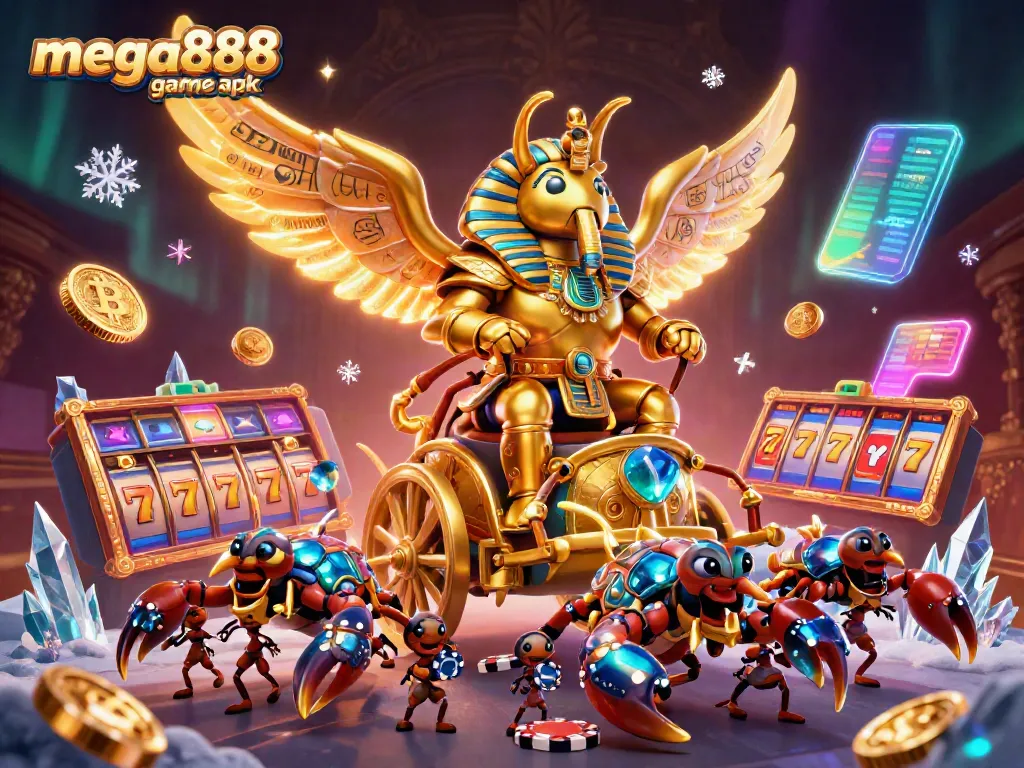 Experience the excitement of mega888 game apk with vibrant slot reels and animated characters.