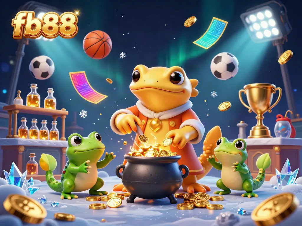 Join fb88 in a magical online casino scene featuring the golden salamander alchemist and dynamic sports elements.
