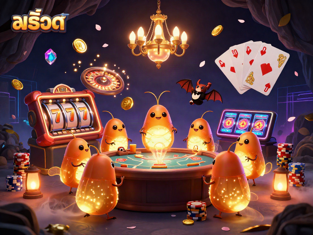 Experience the excitement of สล็อต slots with a glowworm casino scene filled with jackpots and vibrant gaming elements.