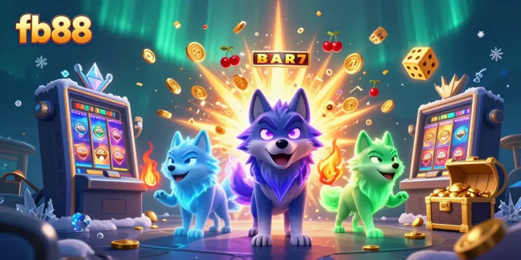 Spin the reels at fb88 with thrilling jackpots and vibrant casino games around mystical wolf characters.