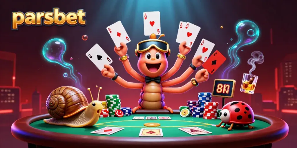 parsbet ile hepsi bir arada, 3D kağıt dağıtıcı karakteri, poker oyununu destekleyen canlı sahne