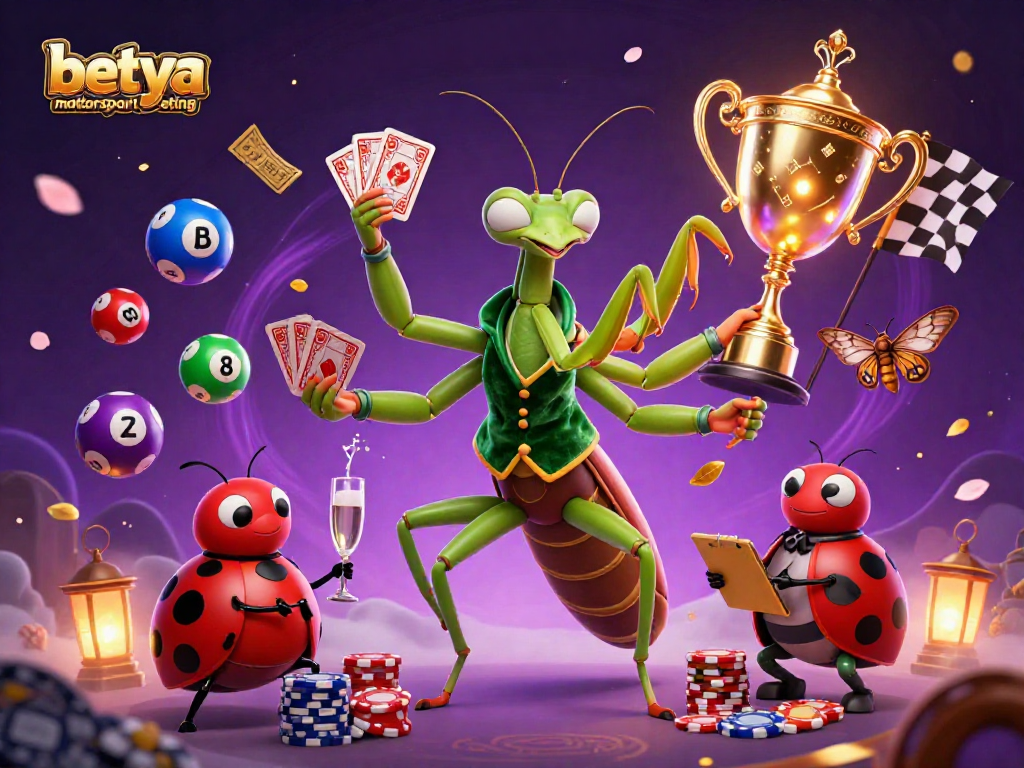 Engage in betya motorsport betting with dynamic characters and colorful racing elements in a lively casino scene.