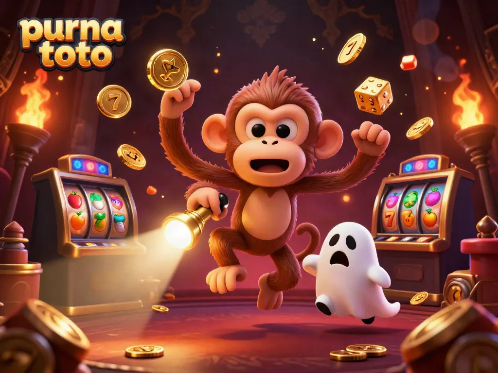 Permainan slot purna toto dengan hantu dan koin emas bertebaran di kasino.