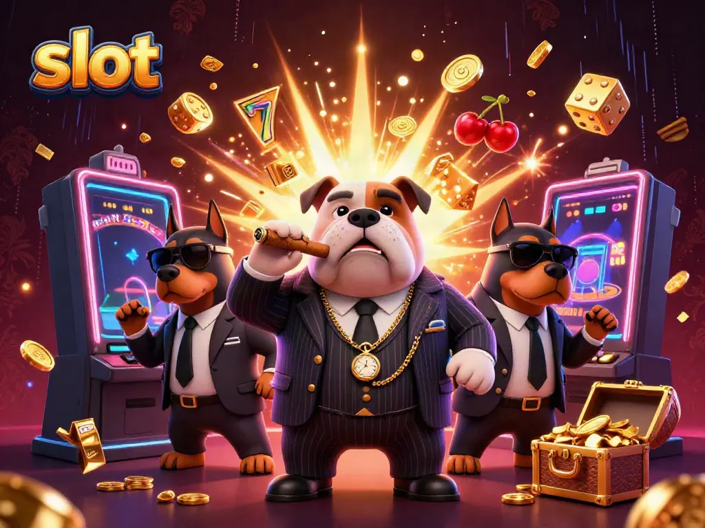 Menangkan slot jackpot dengan bulldog gangster dan dua Doberman di kasino virtual.