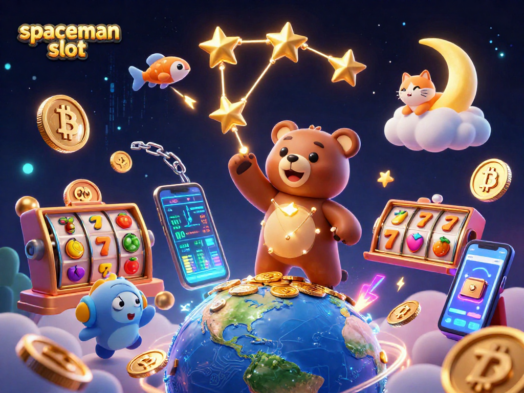 Play the spaceman slot and win as the golden bear scoops up coins with vibrant game elements