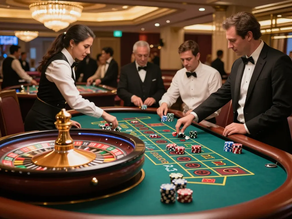 Experience the excitement of tg88 at a vibrant roulette table with players betting.