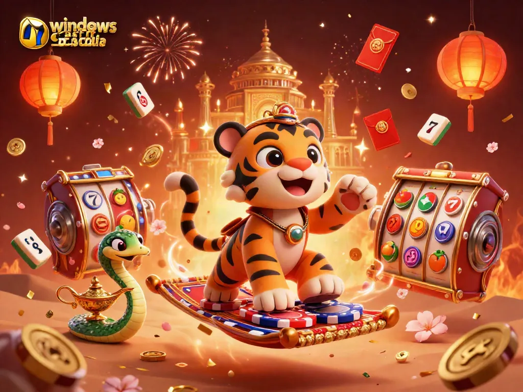 Explore windows casino australia with a vibrant 3D illustration featuring dynamic slot games and characters.