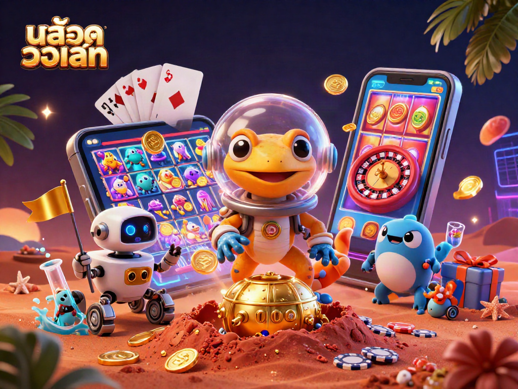 Play สล็อตวอเลท as a Martian gecko discovers a golden casino on Mars, filled with exciting gaming elements.
