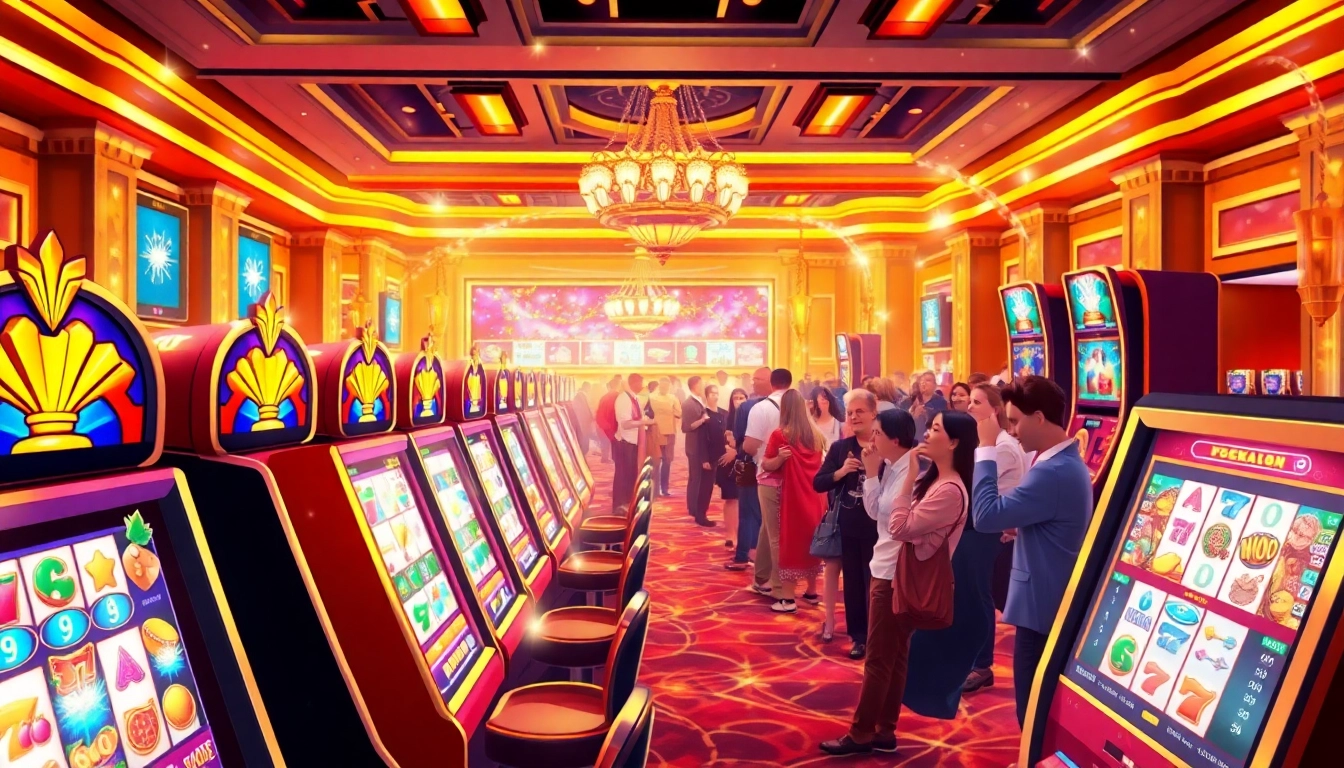 Menangkan Slot Game yang menarik dengan mesin slot berkiaskan casino penuh warna.