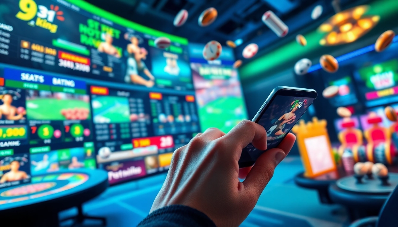 Vibrant online gambling scene at 79king hn featuring sports and casino games, showcasing excitement and user engagement.