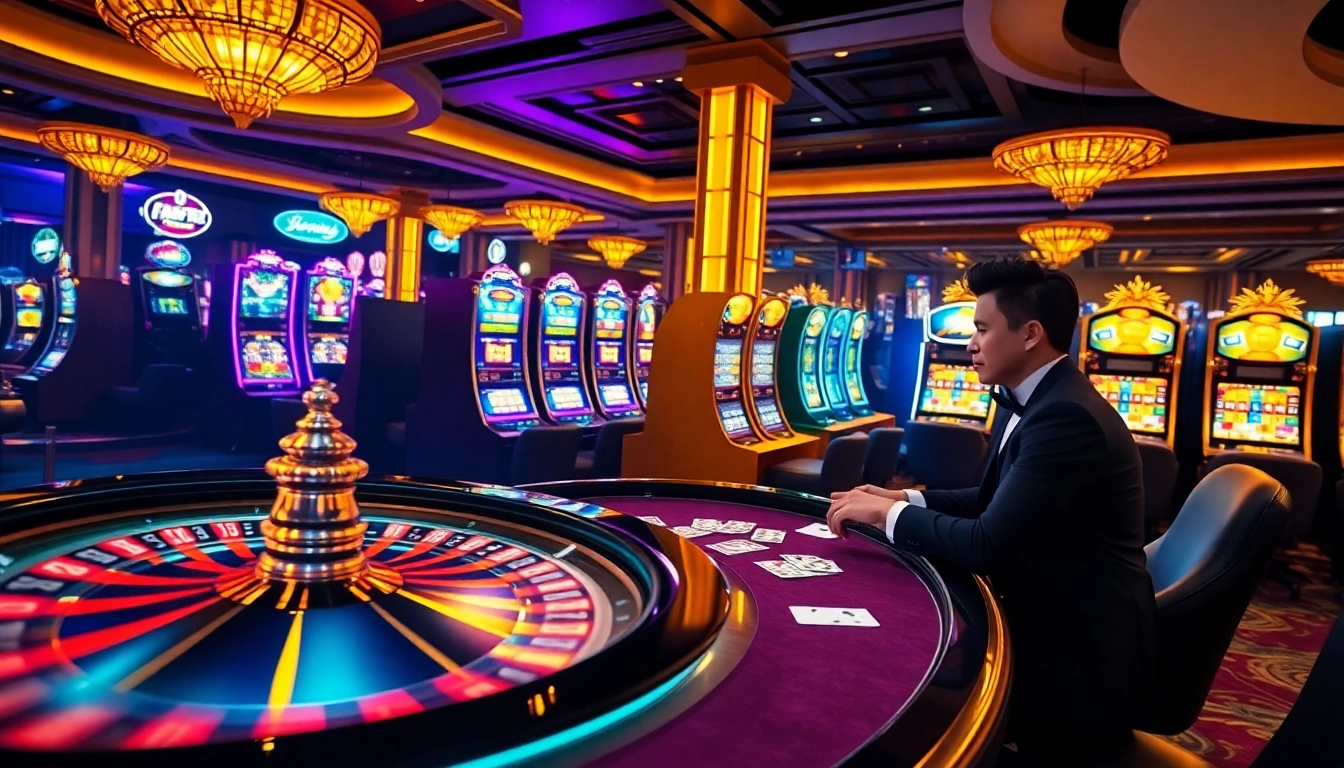 Exciting gameplay scene at https://xx88.vin/ featuring a roulette wheel and poker table.
