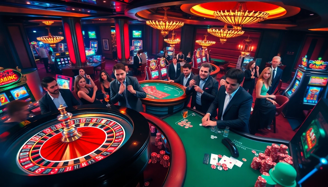 Engage in thrilling gameplay at https://impactxoft.com, showcasing a vibrant casino floor with diverse players.