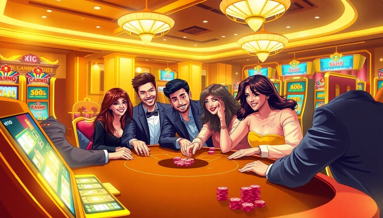 KJC casino scene depicting vibrant poker action and luxurious gambling elements.
