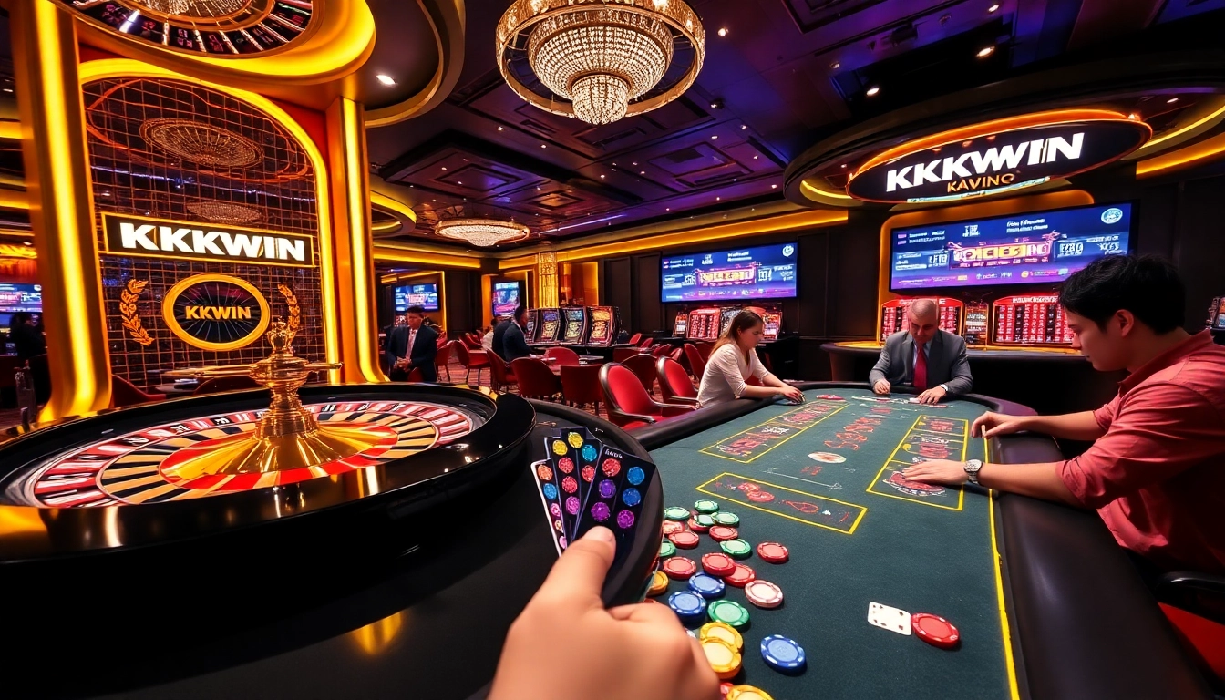 Experience thrilling gameplay at KKWIN's vibrant casino with roulette and poker.