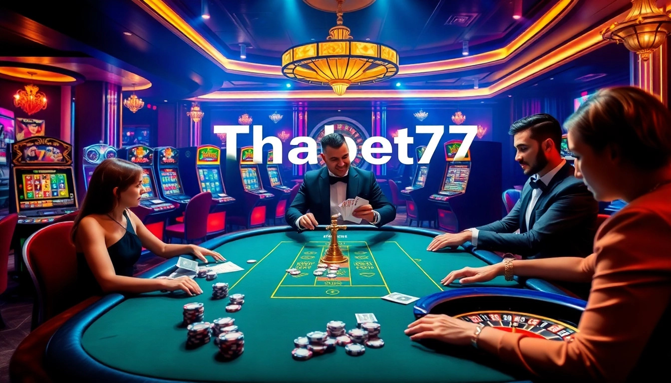 Engaging gameplay at Thabet77 online casino with vibrant poker setting and luxury elements.