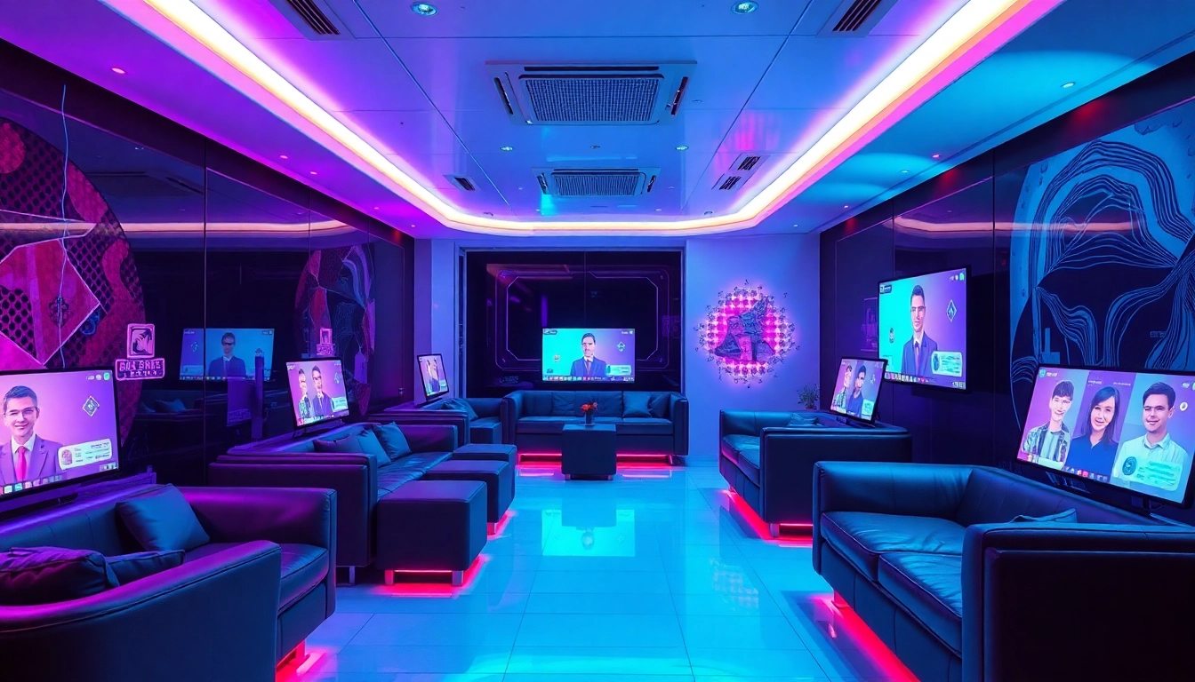 Engaging sex AI chat in a vibrant digital lounge with advanced chatbots.