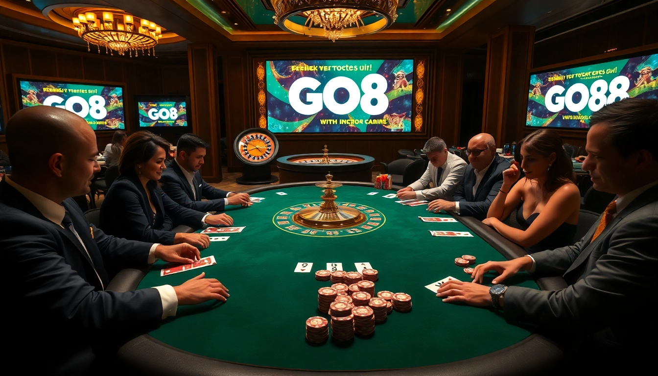 Experience go 8 excitement while betting at a luxurious poker table with vibrant cards and chips.