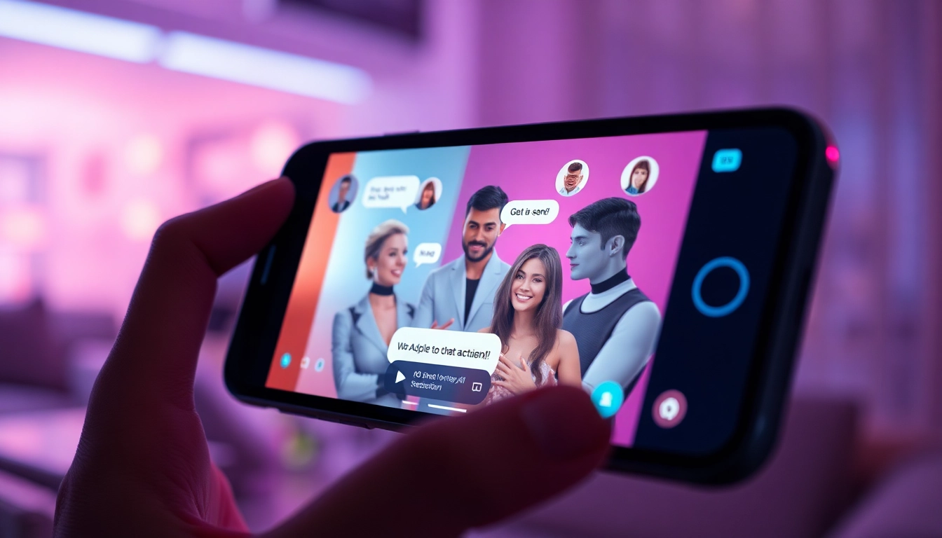 Engaging AI sexchat interface showcasing diverse characters in a warm, inviting environment.