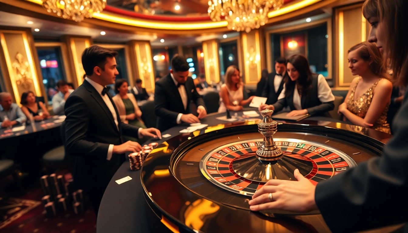 Experience thrilling casino action at https://33wintop.com/ with roulette, poker chips, and excited players.