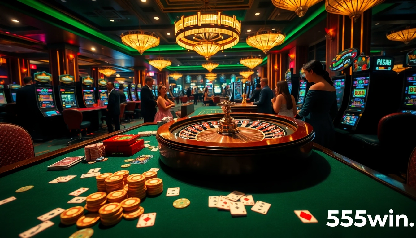 Experience the thrill of winning with 555win at an elegant casino table.