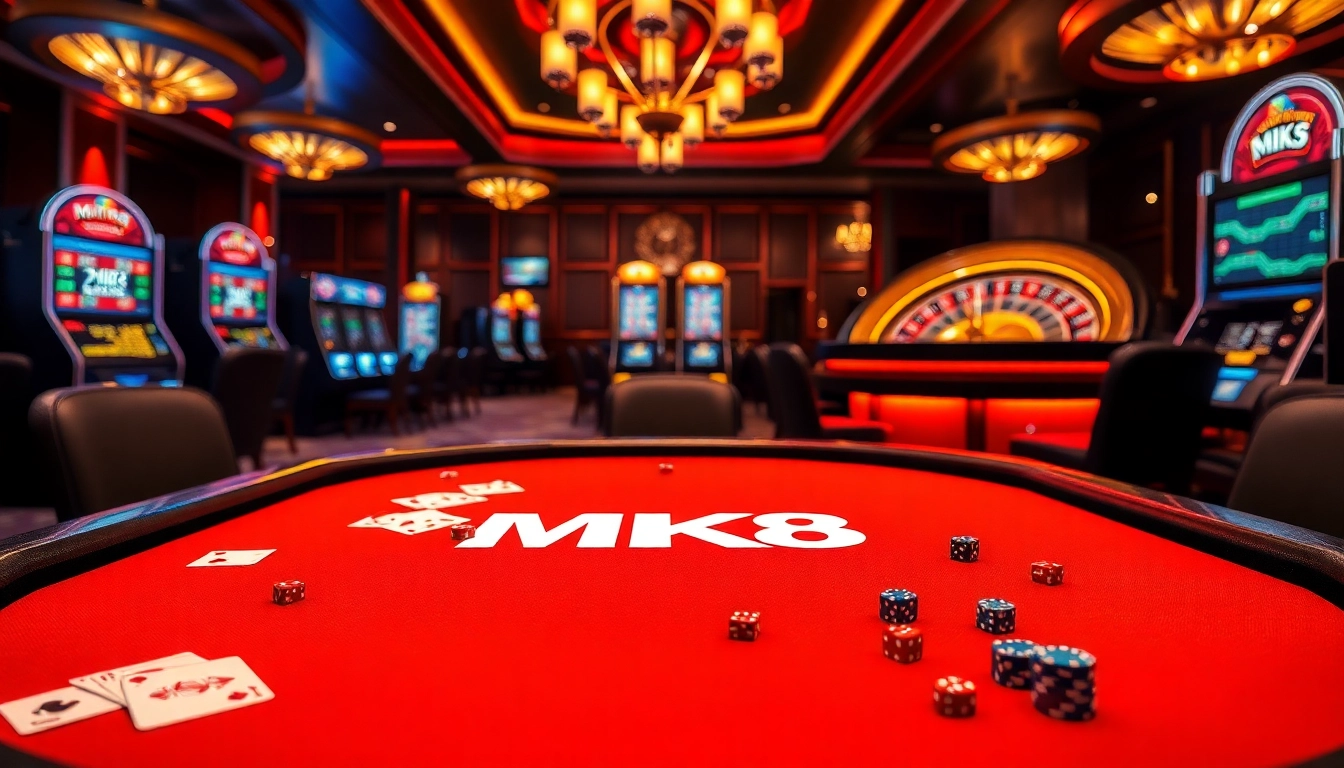 Experience the thrilling gameplay at MK8's vibrant poker table surrounded by high-quality cards and chips.