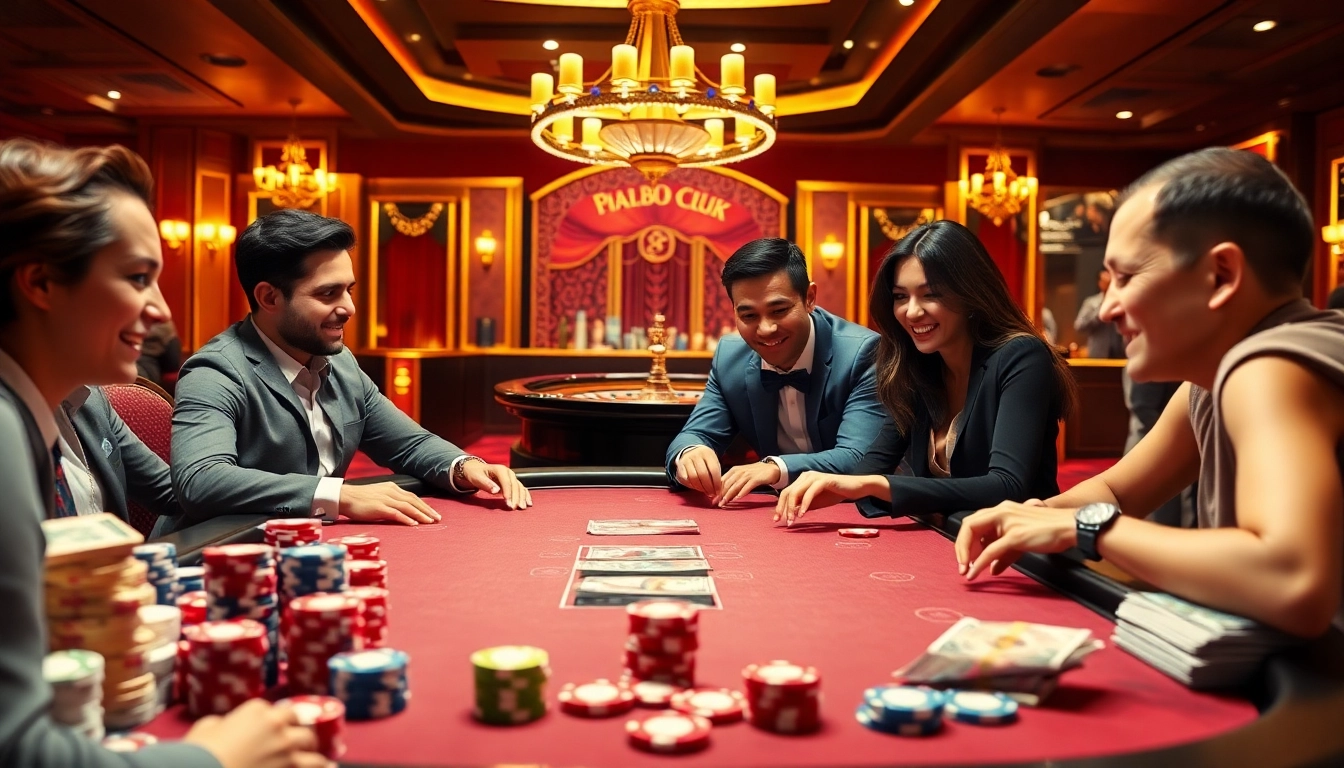 A high-stakes poker game at 789club featuring vibrant chips and players enjoying the excitement.