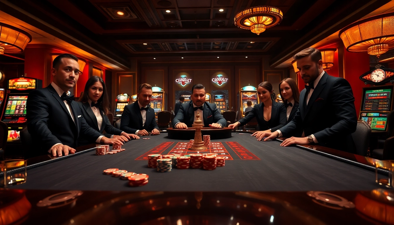 Engaging poker scene at https://soibet.vision/ with elegantly dressed players placing big bets.