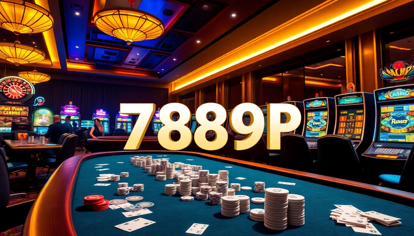 Experience thrilling gameplay at 789P casino with vibrant poker tables and spinning roulette wheels.