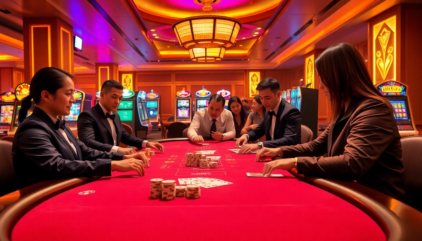 Experience the thrill of VT 88 at a vibrant casino gaming table with enthusiastic players.
