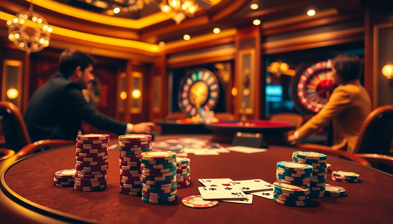 Players at a poker table prepare to magrehistro for an exciting casino experience.