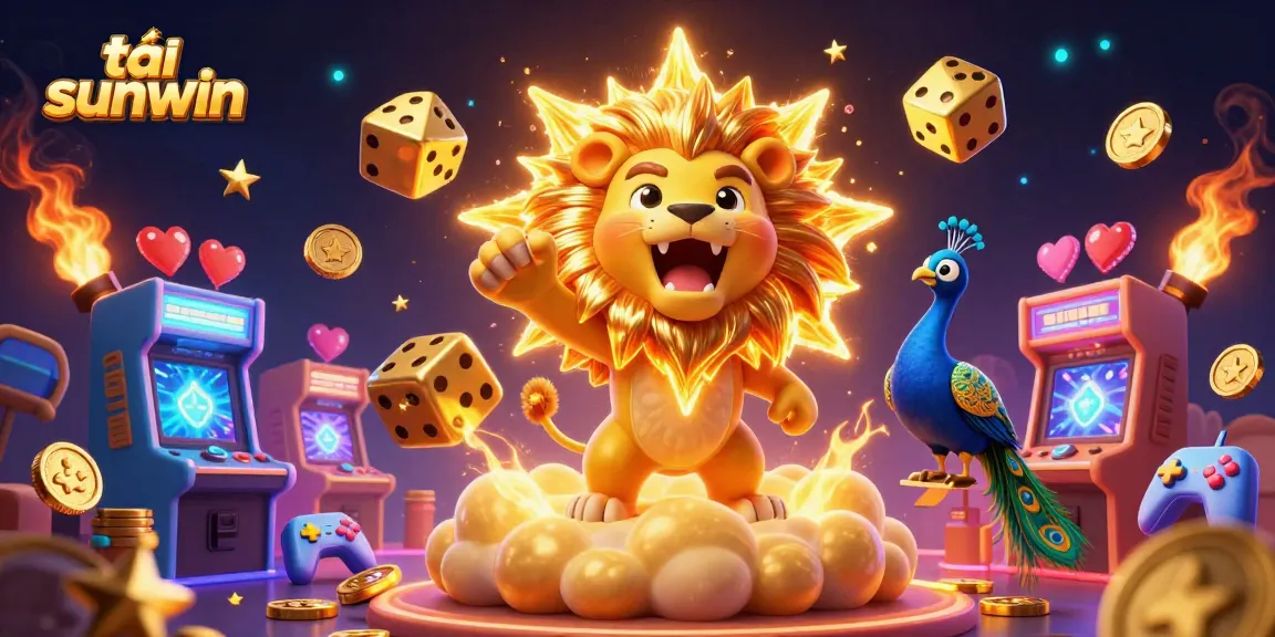 Engage in thrilling gameplay with tải sunwin featuring vibrant casino elements and a joyful sun lion.